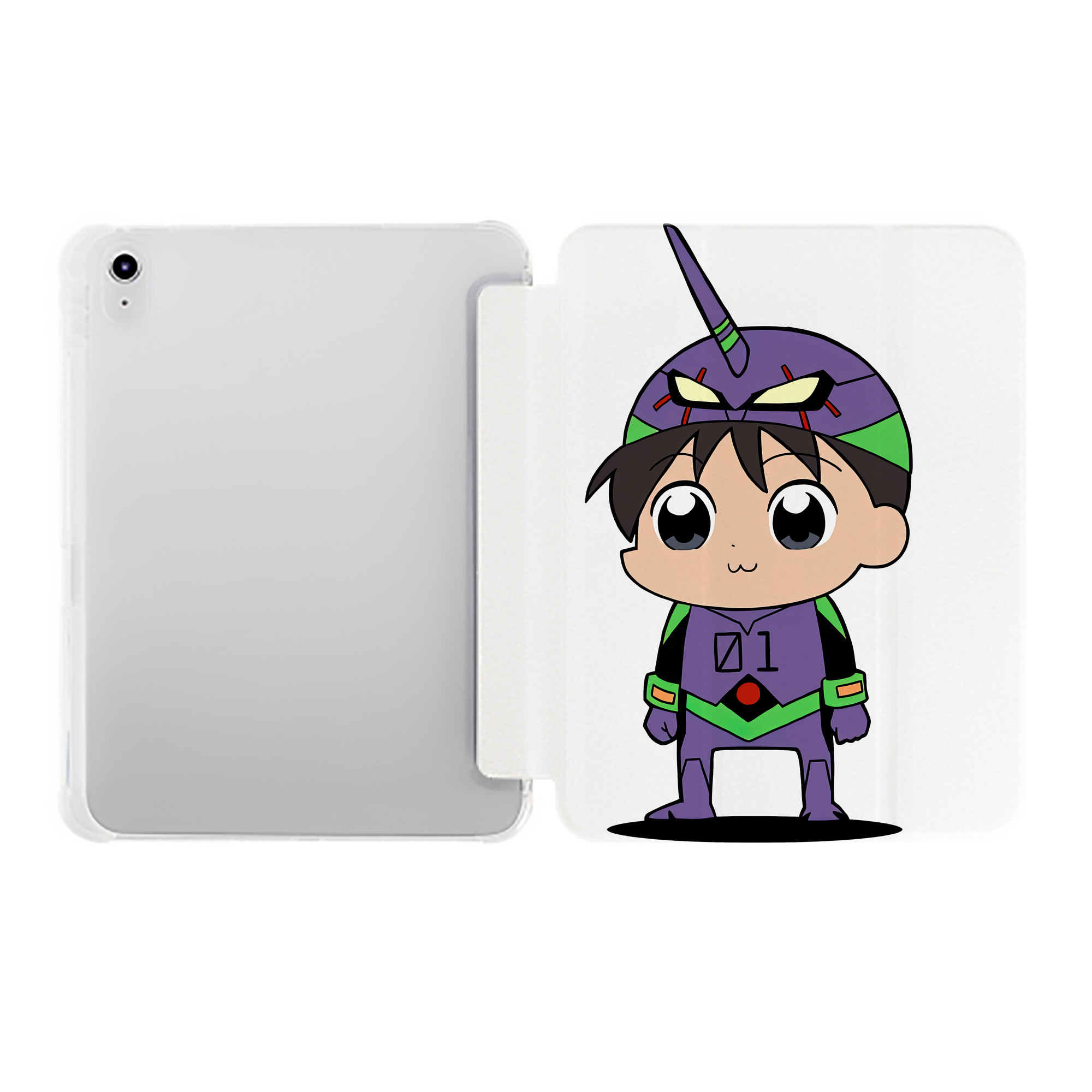 （画像用） EVA 新世紀エヴァンゲリオン IPad ケース ペン収納付き 三つ折りスタンド PUレザー×シリコン 対応機種9.5/10.5/10.9インチ